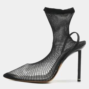 Pre Owned Alexander Wang Black Knit Fabric and PVC Caden Booties Size 39.5