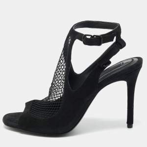 Pre Owned Alexander Wang Black Mesh and Suede Ankle Strap Sandals Size 37