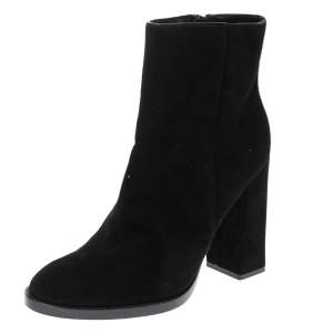 Alexander Wang Black Suede "Iselin" Block Heel Ankle Boots Size 38