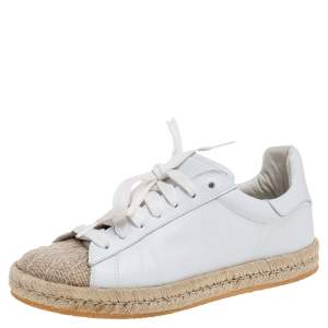 Alexander Wang White Leather And Jute Cap Toe Espadrilles Low Top Sneakers Size 37
