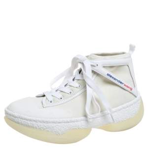 Alexander Wang White Mesh and Leather Trim A1 High Top Sneakers Size 39