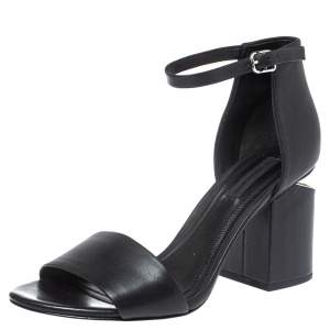 Alexander Wang Black Leather Block Heel Abby Sandals Size 37