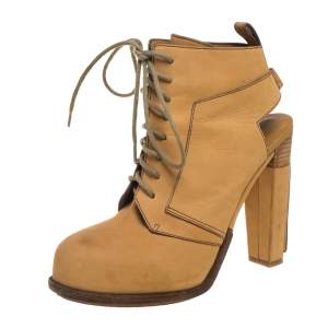 Alexander Wang Tan Nubuck Dakota Lace Up Ankle Boots Size 38