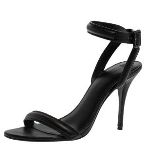 Alexander Wang Black Lizard Embossed Leather Antonia Ankle Wrap Sandals Size 38.5