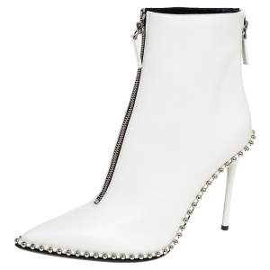 Alexander Wang  Off White Leather Ankle Boots Size 41