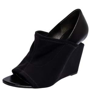 Alexander Wang Black Leather And Stretch Fabric Alla Wedge Pumps Size 38