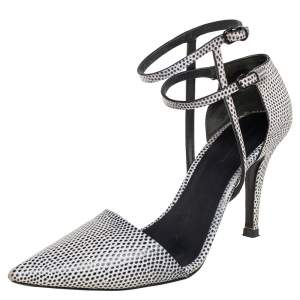 Alexander Wang Black/White Lizard Embossed Leather D'Orsay Pumps Size 40