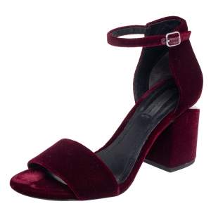 Alexander Wang Burgundy Velvet Abby Lucite Tilt Heel Sandals Size 37.5