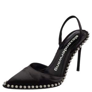 Alexander Wang Black Satin Rina Pointed-Toe Sandals Size 38
