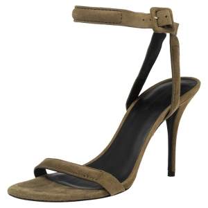 Alexander Wang Olive Green Suede Antonia Ankle-Strap Sandals Size 38
