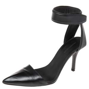 Alexander Wang Black Leather Lovisa Ankle Strap Sandals Size 38.5