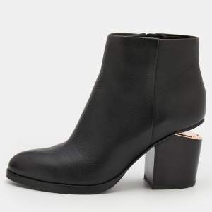 Alexander Wang Black Leather Gabi Ankle Length Boots Size 36
