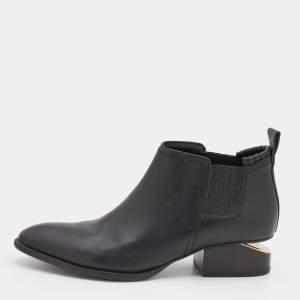 Alexander Wang Black Leather Gabi Ankle Length Boots Size 38
