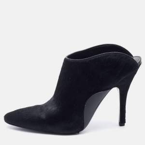 Alexander Wang Black Calf Hair Miranda Pointed Toe Mules Size 37