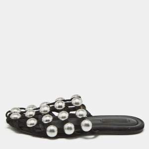 Alexander Wang Black Satin Amelia Mule Flats Size 36.5