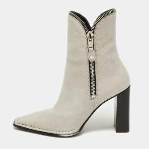 Alexander Wang Light Grey Leather Lane Ankle Boots Size 38.5