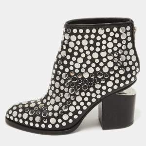 Alexander Wang Black Studded Leather Gabi Ankle Booties Size 35.5