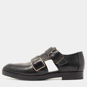 Alexander Wang Black Leather Double Cutout Monk Strap Loafers Size 38