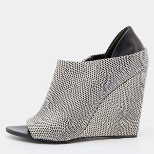 Alexander Wang Two Tone Embossed Lizard and Leather Alla Wedge Booties Size 40.5