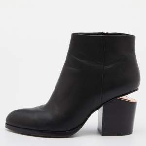 Alexander Wang Black Leather Gabi Ankle Booties Size 39.5