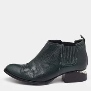 Alexander Wang Green Leather Cut Out Kori Ankle Boots Size 38