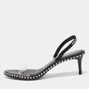Alexander Wang Black PVC and Leather Studded Slingback Sandals Size 41