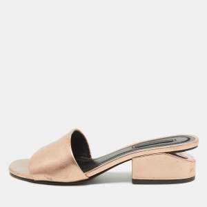 Alexander Wang Rose Gold Leather Lou Slide Sandals Size 36