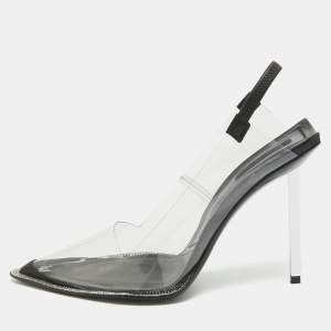 Alexander Wang Black/Transparent PVC and Leather Slingback Pumps Size 39 