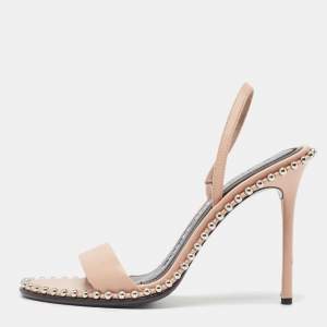 Alexander Wang Pink Leather Studded Nova Slingback Sandals Size 38