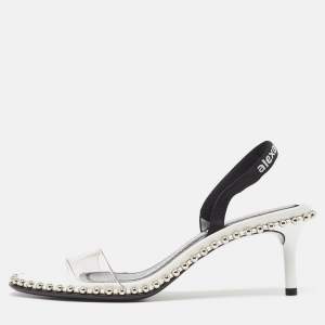 Alexander Wang White PVC Studded Slingback Nova Sandals Size 36.5