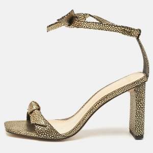 Alexandre Birman Gold/Black Textured Leather Ankle Strap Sandals Size 40
