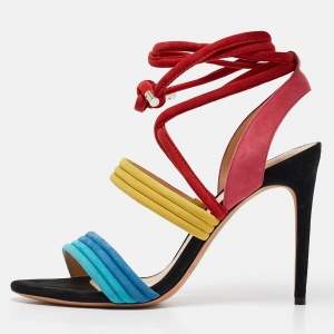 Alexandre Birman Multicolor Suede Ankle Strap Sandals Size 40