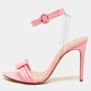 Alexandre Birman Pink Knotted Leather Ankle Strap Sandals Size 39.5