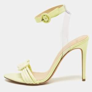 Alexandre Birman Yellow Leather Vicky Vinyl Sandals Size 39.5