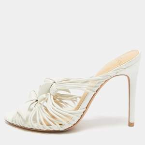 Alexandre Birman White Leather Dallas Strappy Sandals Size 36