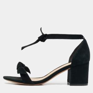 Alexandre Birman Black Suede Clarita Block Heel Sandals Size 37