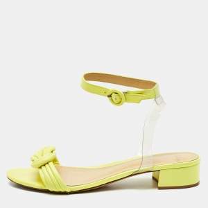 Alexandre Birman Neon Yellow Leather and PVC Vicky Ankle Strap Sandals Size 41