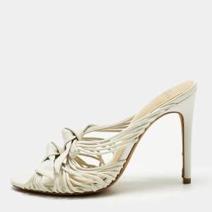 مملوكة مسبقًا Alexandre Birman White Leather Dallas Strappy Sandals Size 36