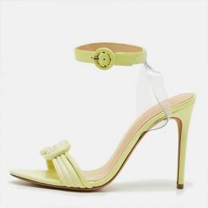 مملوكة مسبقًا Alexandre Birman Vicky Vinyl Size 39.5 Green Leather and PVC Sandals