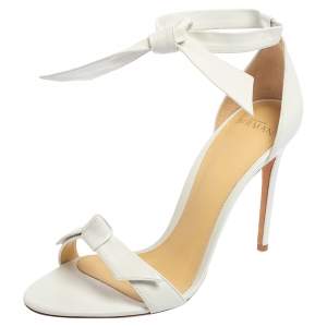 Alexandre Birman White Leather Clarita Ankle Wrap Sandals Size 39
