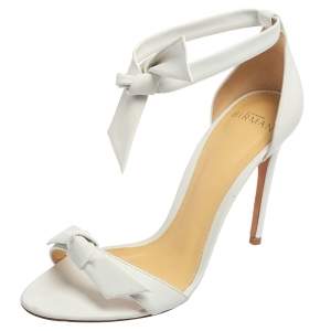 Alexandre Birman White Leather Ankle Strap Sandals Size 37