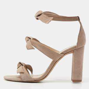 Alexandre Birman Beige Suede Lolita Ankle Tie Sandals Size 39