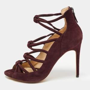 Alexandre Birman Burgundy Suede Lolita Strappy Sandals Size 40