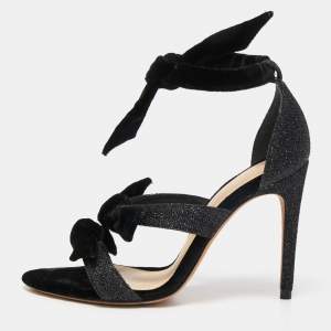 Alexandre Birman Black Velvet and Glitter Tripple Knot Lolita Sandals Size 36.5