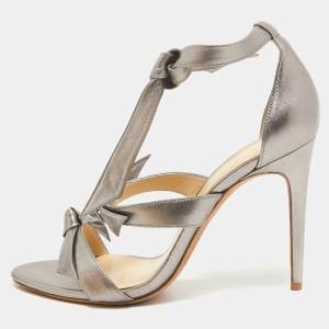 Alexandre Birman Silver Leather  Ankle Strap Sandals Size 41