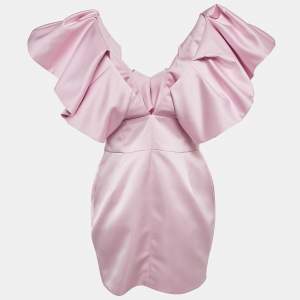 Alexandre Vauthier Pink Satin Ruffled Mini Dress M