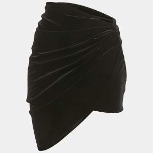 Pre Owned Alexandre Vauthier Black Velvet Draped Asymmetric Skirt L
