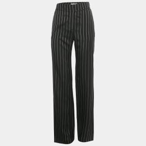 Pre Owned Alexandre Vauthier Black Striped Crepe Wide Leg Trousers S