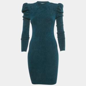 Pre Owned Alexandre Vauthier Teal Knit Sheath Mini Dress S
