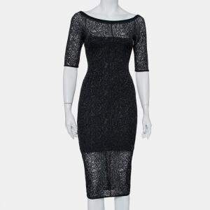 Alexandre Vauthier Black Stretch Lace Bodycon Dress M